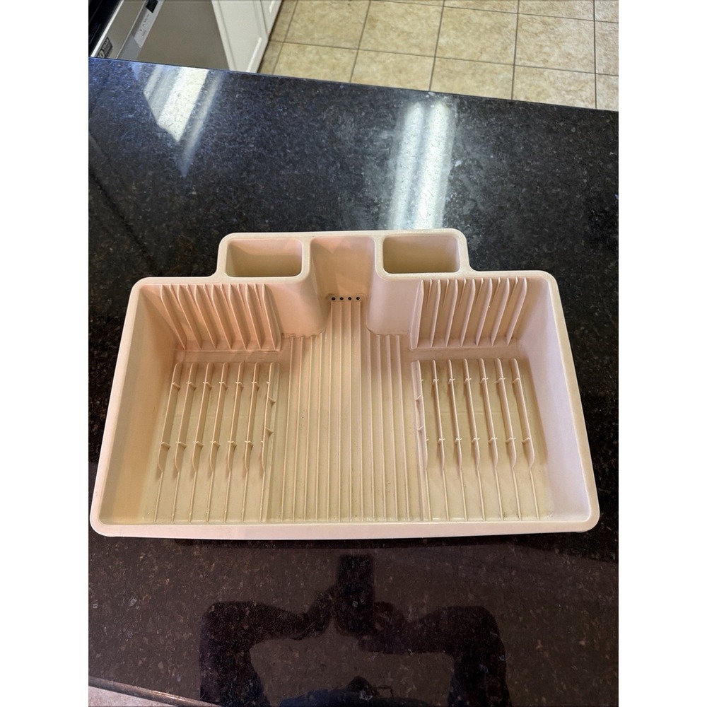 Vintage Rubbermaid Space Saver Dish Drainer Large 19"6054 Almond Drying Rack MCM